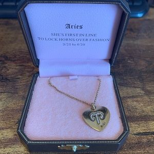 Juicy Couture Aries Zodiac Gold Heart Charm Necklace